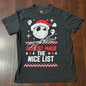 Disney Jack Skellington "Almost Made The Nice List" Men's Large Black T-Shirt